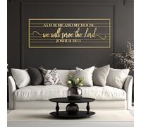 Decorazione murale in Metallo, Moderna e Minimalista, con versetti della Bibbia e Cartello Io e la mia casa con Dio, Tutte Le Cose Sono possibili, Soggiorno (Oro 62x21 cm)