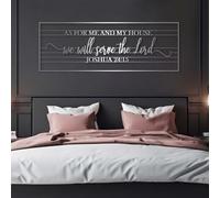 Decorazione murale in Metallo, Moderna e Minimalista, con versetti della Bibbia e Cartello Io e la mia casa con Dio, Tutte Le Cose Sono possibili, Soggiorno (Argento 39"x 13"|