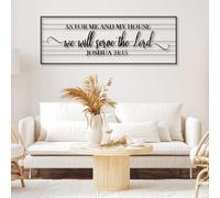 Decorazione murale in Metallo, Moderna e Minimalista, con versetti della Bibbia e Cartello Io e la mia casa con Dio, Tutte Le Cose Sono possibili, Soggiorno (Nero 59"x 20"| 150