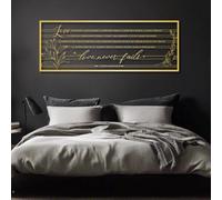 Decorazione murale in Metallo, Moderna e Minimalista, con versetti della Bibbia, L'Amore Non Viene mai Meno e la gentilezza in Oro (35" x 12"| 90 32cm) - Soggiorno/Camera da Lett