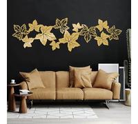 Decorazione murale in Metallo Moderna e Minimalista, Foglia d'albero, Foglie d'edera, Ramo di Alloro Appeso, Natura appesa per Soggiorno, Camera da Letto (Oro, 59"x18"/150x46cm)