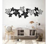 Decorazione murale in Metallo Moderna e Minimalista, Foglia d'albero, Foglie d'edera, Ramo di Alloro Appeso, Natura appesa per Soggiorno, Camera da Letto (Nero, 59"x18"/150x46cm)