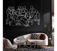 Decorazione murale in Metallo Moderna e Minimalista, Raffigurante Gesù Apostoli, Linea di discepoli Religiosi, Decorazione da Appendere alla casa Cristiana (Argento, 105x67 cm/41" x