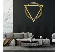 Decorazione murale in Metallo, Moderna e Minimalista, Raffigurante Il Serpente Ouroboro, la Geometria Sacra, la Scultura egizia, Gli arazzi per Il Soggiorno (Oro 77x80 cm)