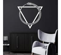 Decorazione murale in Metallo Moderna e Minimalista, Raffigurante Il Serpente Ouroboros, la Geometria Sacra, la Scultura egizia, Gli arazzi per Il Soggiorno (Bianco 46x48 cm)