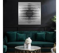 Decorazione murale in Metallo Moderna e Minimalista, Raffigurante Il Sole e l'alba Astratti, per Il Soggiorno (Argento 80x80 cm)