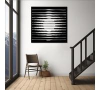 Decorazione murale in Metallo Moderna e Minimalista, Raffigurante Il Sole e l'alba Astratti per Il Soggiorno (Nero 19x19 Pollici|47x47 cm)