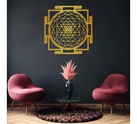 Decorazione murale in Metallo Moderna e Minimalista Sri Yantra Geometria Sacra 24"x24"|60x60cm Oro Geometrico Soggiorno per Interni