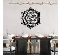Decorazione murale in Metallo Moderna e Minimalista Sri Yantra Geometria Sacra Mandala Zen Meditazione Segno Geometrico Arazzi Soggiorno Camera da Letto Ufficio (Nero 29"x 33"| 76x
