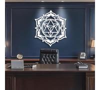 Decorazione murale in Metallo Moderna e Minimalista Sri Yantra Geometria Sacra Mandala Zen Meditazione Segno Geometrico Arazzi Soggiorno Camera da Letto Ufficio (Bianco 39"x 44"|10