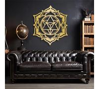 Decorazione murale in Metallo Moderna e Minimalista Sri Yantra Geometria Sacra Mandala Zen Meditazione Segno Geometrico Arazzi Soggiorno Camera da Letto Ufficio (Oro 18"x 21"| 48x5