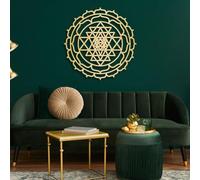Decorazione murale in Metallo Moderna e Minimalista Sri Yantra Mandala Geometria Sacra Yoga Soggiorno Camera da Letto Appesi Spiritualità (39"x 39"| 100x100cm Oro)