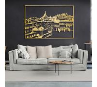 Decorazione murale in Metallo Moderna e Minimalista, Stile Western Kotel, da Appendere a Gerusalemme, ebraica, Judaica, Soggiorno, casa (Oro 44"x 29"| 112x76cm)