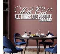 Decorazione murale in Metallo, Moderna e Minimalista, Versetti della Bibbia con Dio, Tutte Le Cose Sono possibili, Religiosus, Segno della Scrittura, Matteo 19:26, Soggiorno, uffic