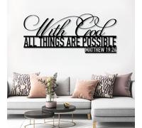 Decorazione murale in Metallo, Moderna e Minimalista, Versetti della Bibbia con Dio, Tutte Le Cose Sono possibili, Religiosus, Segno della Scrittura, Matteo 19:26, Soggiorno, uffic