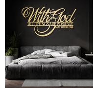 Decorazione murale in Metallo, Moderna e Minimalista, Versetti della Bibbia con Dio, Tutte Le Cose Sono possibili, Religiosus, Segno della Scrittura, Matteo 19:26, Soggiorno, uffic