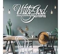 Decorazione murale in Metallo, Moderna e Minimalista, Versetti della Bibbia con Dio, Tutte Le Cose Sono possibili, Religiosus, Cartello delle Scritture, Matteo 19:26, Soggiorno, uf