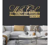 Decorazione murale in Metallo, Moderna e Minimalista, Versetti della Bibbia con Dio, Tutte Le Cose Sono possibili, Religiosus, Segno della Scrittura, Matteo 19:26, Soggiorno, casa