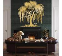 Decorazione murale in Metallo Moderna e Minimalista Willow Tree Weeping Branch per la Natura, Cartello da Appendere in Stile Fattoria per Soggiorno (Oro 32"x32"|80x80cm)