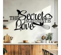 Decorazione murale in Metallo Nero L'ingrediente Segreto è L'Amore, Ideale per Sala da Pranzo, Cucina, Soggiorno, Camera da Letto, corridoio e Scale (Nero 41"x21" / 105x53cm).