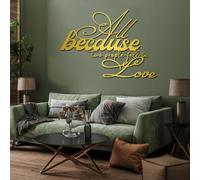 Decorazione murale in Metallo sculture da Appendere Lettere per Coppie Tutto perché Due Persone Si Sono innamorate Segno Romantico per Soggiorno Camera da Letto Bagno Oro 39" Lx32A|100X82Cm