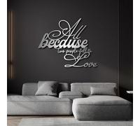 Decorazione murale in Metallo sculture da Appendere Lettere per Coppie Tutto perché Due Persone Si Sono innamorate Segno Romantico per Soggiorno Camera da Letto Bagno Argento 39" Lx32A|100X82Cm