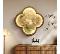 Decorazione murale in pietra arenaria con luce, decorazione murale 3D, dipinto decorativo a LED, dipinti cinesi di fiori di loto per ingresso, camera da letto e corridoio(B,50 * 50cm)