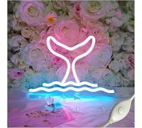 Decorazione Murale Insegna al Neon Creativa|insegne Luminose al Neon Dimmerabili Alimentate Tramite USB|Lampada al Neon in Acrilico per Camera da Letto, Soggiorno, Tavolo, Whale Tail And Wave