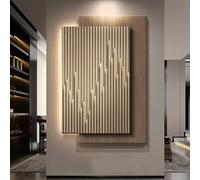 Decorazione murale Moderna Astratta 3D con Luce a LED, Pittura murale Creativa in arenaria per Ingresso, Soggiorno e corridoio (Marrone A, 80x120 cm/31,5x47,2 Pollici)