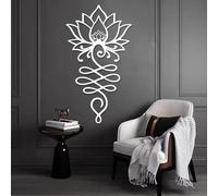 Decorazione murale Moderna e Minimalista in Metallo con Fiore di Loto, Mandala Floreale da Appendere, per Meditazione Spirituale e Yoga (Bianco, 121x67 cm)
