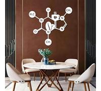 Decorazione murale Moderna e Minimalista in Metallo con Tema Caffeina, Molecola, Chimica del caffè, Biologia, da Appendere in Camera da Letto (Bianco, 105x93 cm)