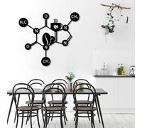 Decorazione murale Moderna e Minimalista in Metallo con Tema Caffeina, Molecola, Chimica del caffè, Biologia, da Appendere in Camera da Letto (Nero, 47x42 cm)