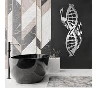 Decorazione murale Moderna e Minimalista in Metallo con Tema Dna, Musica, Note Musicali, Scienza e casa, Ideale per la Camera da Letto (Argento, 90x38 cm).
