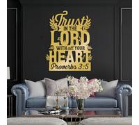 Decorazione murale Moderna e Minimalista in Metallo, confida nel Signore con Tutto Il Tuo Cuore, Proverbi 3:5, Segno del Versetto della Bibbia, Ornamento Cristiano, Regali Religiosi (Oro, 50"X39"|127