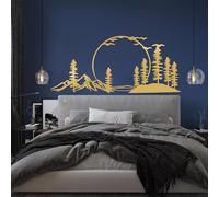 Decorazione murale Moderna in Metallo Decorazione murale in Metallo Montagna e pini Sole e Uccelli Decorazione murale Natura Decorazioni paesaggistiche minimaliste Decora