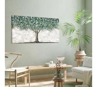 Decorazione murale moderna, stampa artistica su tela, albero della vita verde astratto, dipinto su tela, paesaggio naturale, per soggiorno, camera da letto, 50x100 cm (20x39 pollici), cornice interna