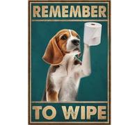 Decorazione murale per bagno con cane, senza cornice, "Ricordati di pulire", poster con stampe moderne, dipinti vintage, decorazione murale per bar, fattoria, camera da letto, bagno, teatro, senza co