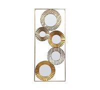Decorazione murale retrò con specchi d'arredo 39 x 90 cm metallo oro Maicob