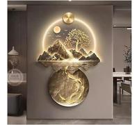 Decorazione murale, sculture da parete, opere d'arte da appendere al muro con luce LED, decorazione orientale, pittura tradizionale cinese da appendere al muro (Dimensioni: 50x70 cm/19,68x27,56 polli