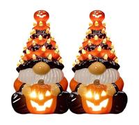 Decorazione nana di Halloween con luce, gnomo di zucca in ceramica con albero luminoso, decorazione a LED per casa autunno interno