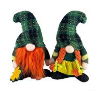 Decorazione nana in peluche per la festa di San Patrizio con cappello regolabile e base ponderata, per uso interno (ragazzi verdi)