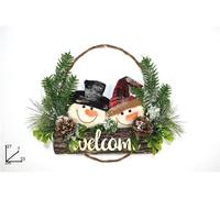 Decorazione Natale Fuoriporta Pupazzi di Neve 33 x27 cm