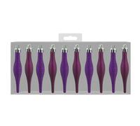 Decorazione Natalizia 10 Pezzi 90mm Glitter / Pieni Gocce - Viola