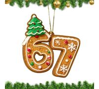 Decorazione Natalizia,2D Acrilico Numero 67 Pendente | 2D Acrilico Strani Ornamenti Di Natale Con Corda | Per Albero Da Interno Casa Famiglia Vacanza Ringraziamento Festivo Per Auto