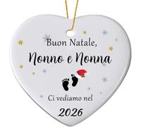 Decorazione Natalizia a Cuore per Nonno e Nonna, 8 cm, Ornamento con Messaggio 'Ci vediamo nel 2026', regalo di annuncio di gravidanza per nonni