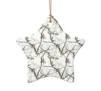Decorazione natalizia a forma di albero bianco con stampa mimetica, decorazione natalizia in ceramica a forma di cuore da appendere per Natale