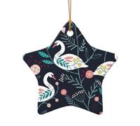 Decorazione natalizia a forma di albero di Natale con stampa floreale a forma di cuore a forma di stella in ceramica da appendere come