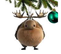 Decorazione natalizia a forma di alce 2D con ciondolo da appendere | Ornamenti in acrilico a forma di alce per albero di Natale per la casa, decorazione per auto per gli amanti degli animali 2D