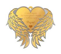 Decorazione Natalizia a Forma di Ali d'Angelo con Cuore in plexiglass oro argento Idea regalo Natale papà nonno mamma nonna pallina di natale personalizzata sfera di natale personalizzata