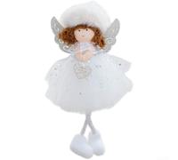 Decorazione natalizia a forma di angelo da appendere, per albero di Natale | Colori bianco e rosa, materiale in tessuto, stile cartone animato, gonna affascinante, sicura per i bambini